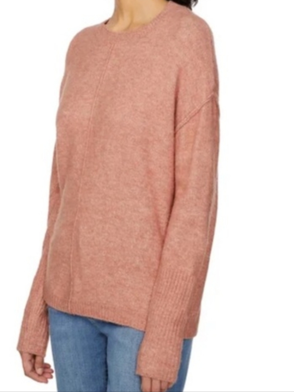 Relaxed Crewneck Sweater in Dusty Rose Size Medium